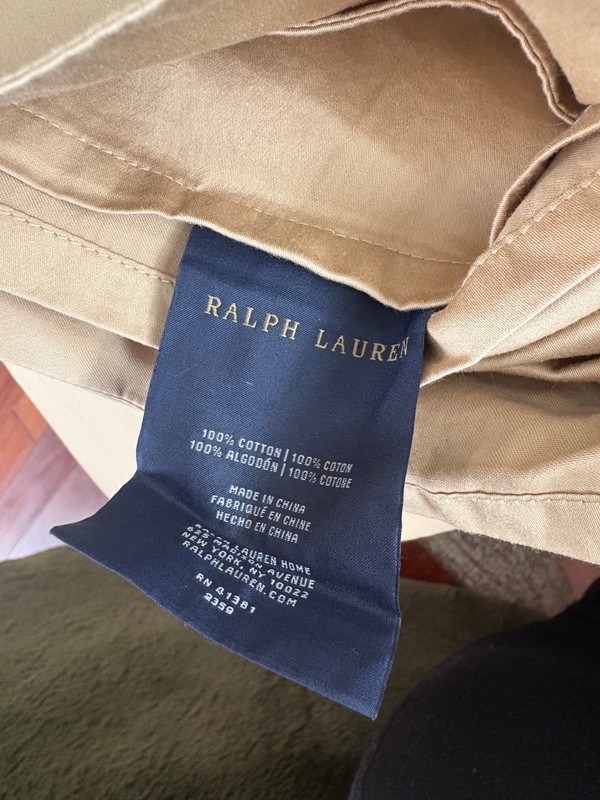 RALPH LAUREN 624 SOLID SATEEN QUEEN FLAT SHEET ~ POLISHED BRONZE (GOLD) gallery