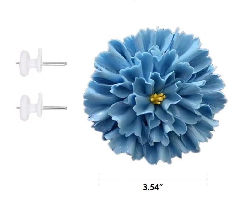 Ceramic Wall Art - 3D Flower Wall Decor, Handmade Hanging Sculpture (Blue, Ca... gallery