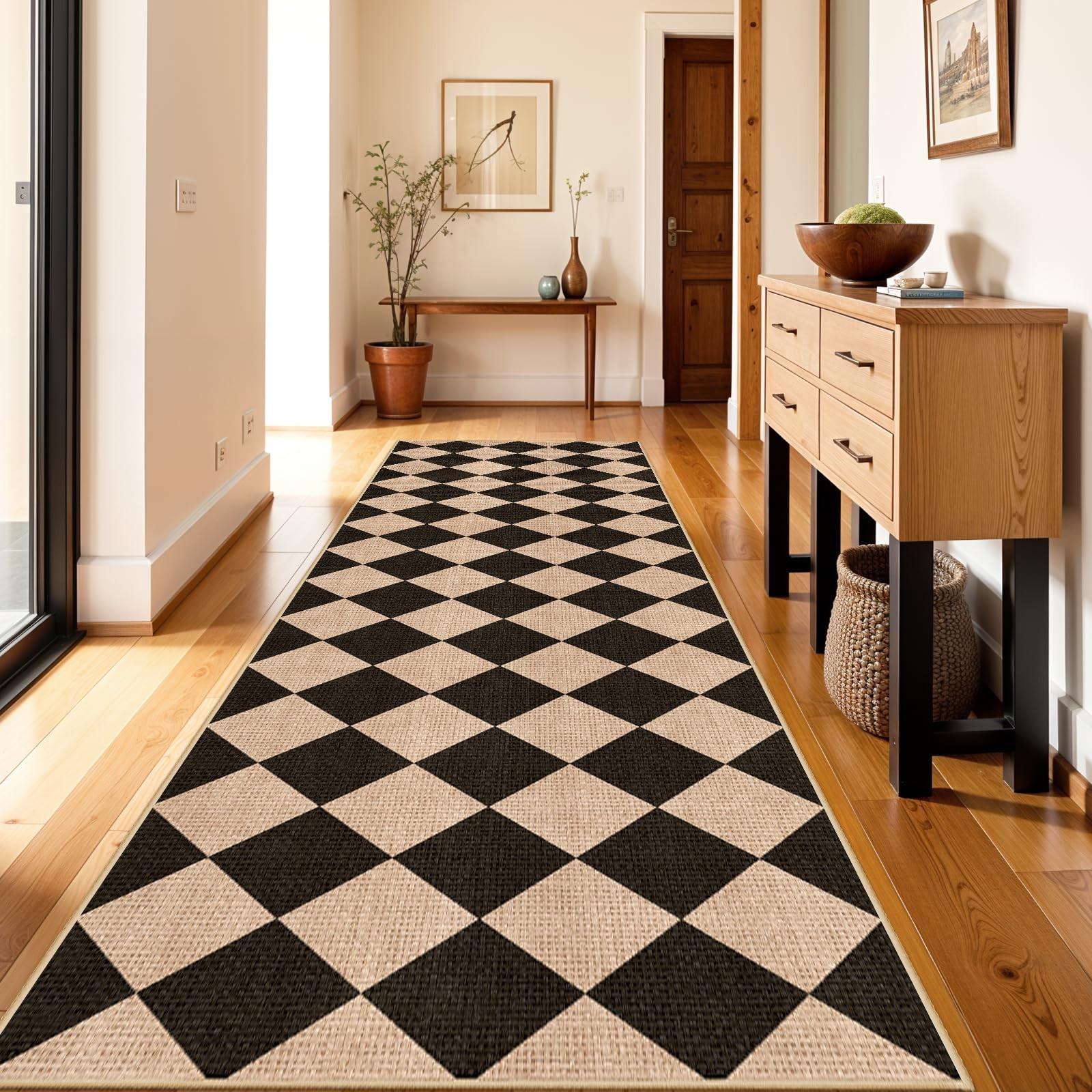 3x10 Runner Rug for Hallways: Washable Non Slip Kitchen Extra Long Jute Runne... gallery