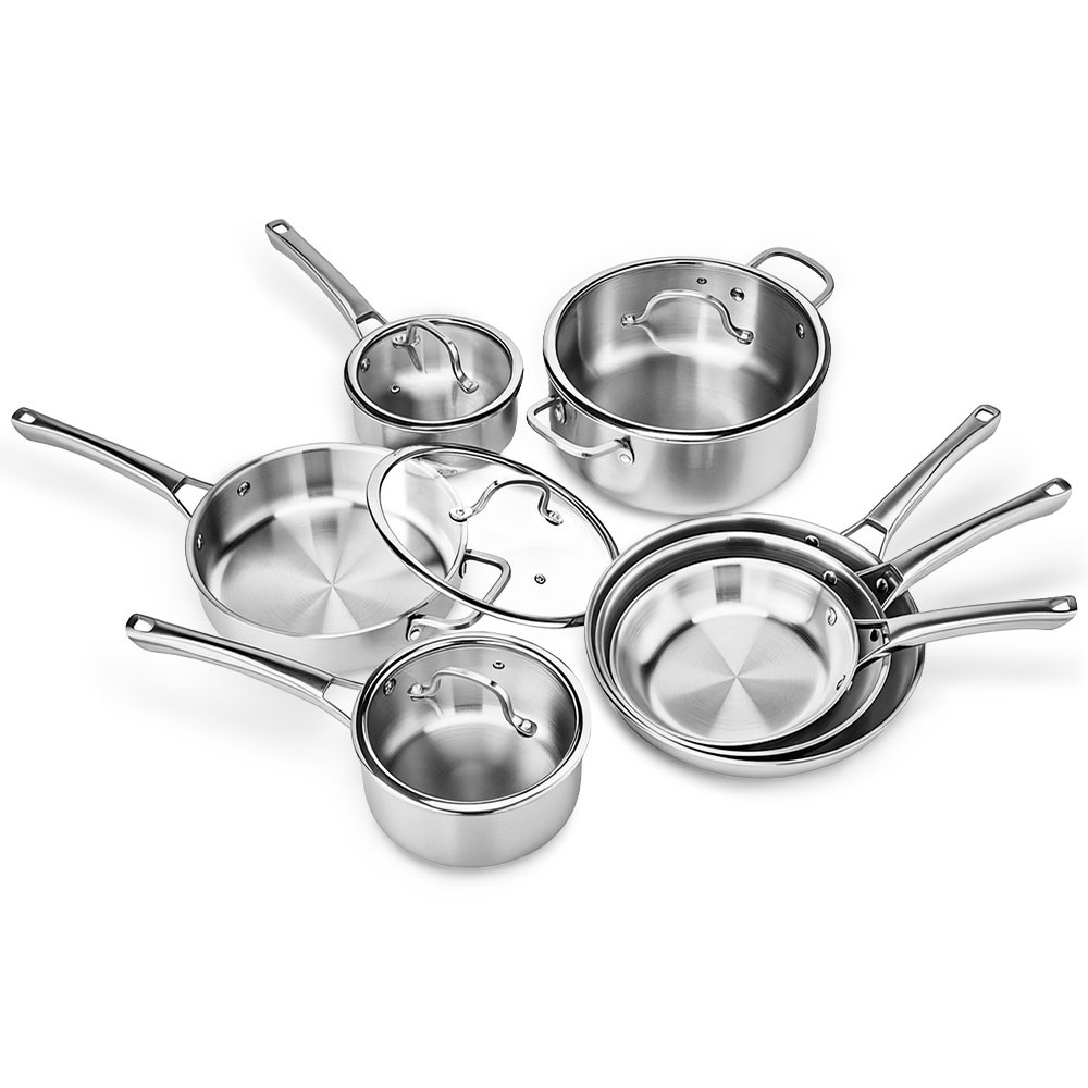 Tri-Ply Clad Stainless Steel Cookware Set 11-Pieces, Oven Safe to 500°F gallery
