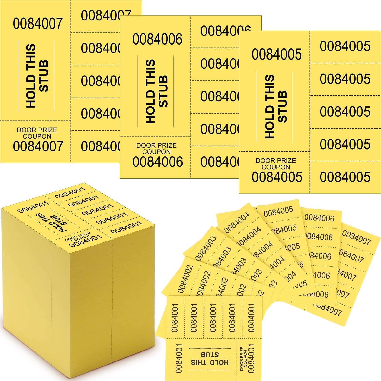1000 Sheets Raffle Tickets Dark Yellow Chinese Auction 5 Bid Numbers Per Sheet gallery