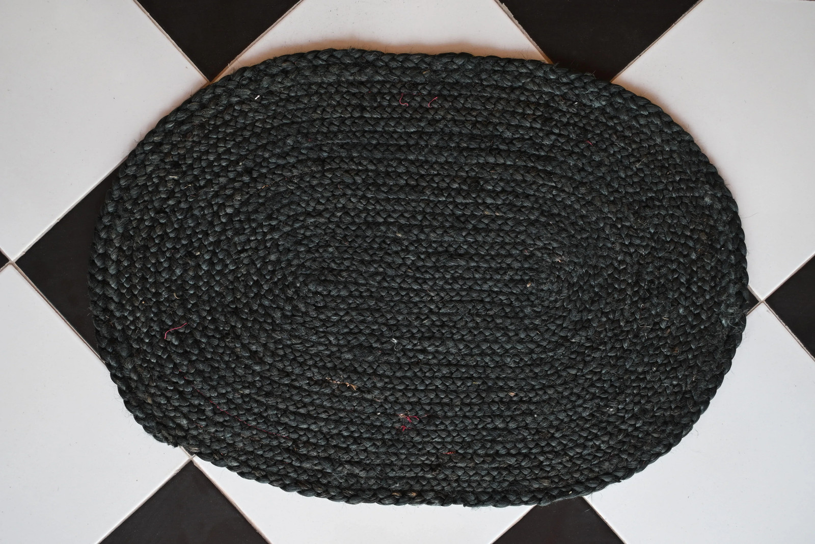 Rugmoda Black Jute Round Braided Doormat 1.5x2 ft Entryway Floor Mat Rug gallery