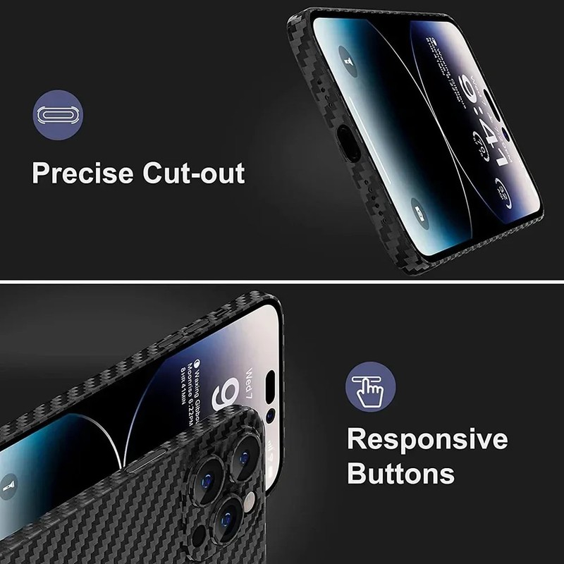 0.3mm Ultra Thin Carbon Fiber Pattern iPhone Case Slim Hard Cover 16 15 14 13 gallery