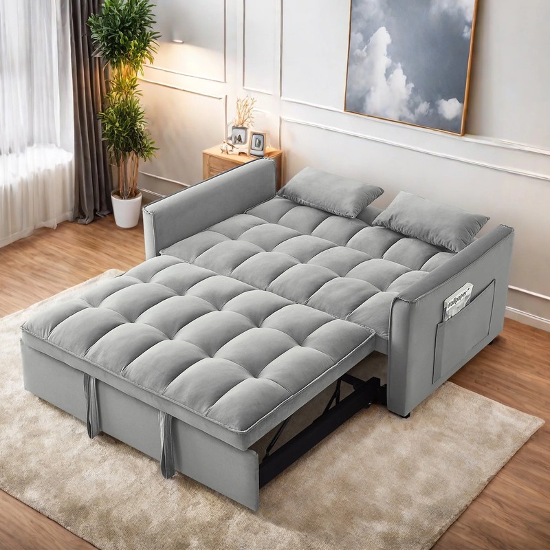 3 in 1 Convertible Sleeper Sofa Pull Out Bed Loveseat Couch Adjustable Backrest gallery
