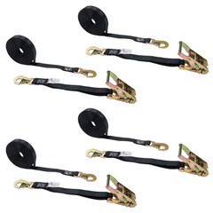 USCC 1″ X 20′ Ratchet Strap w/Snap Hooks – Black 4PK