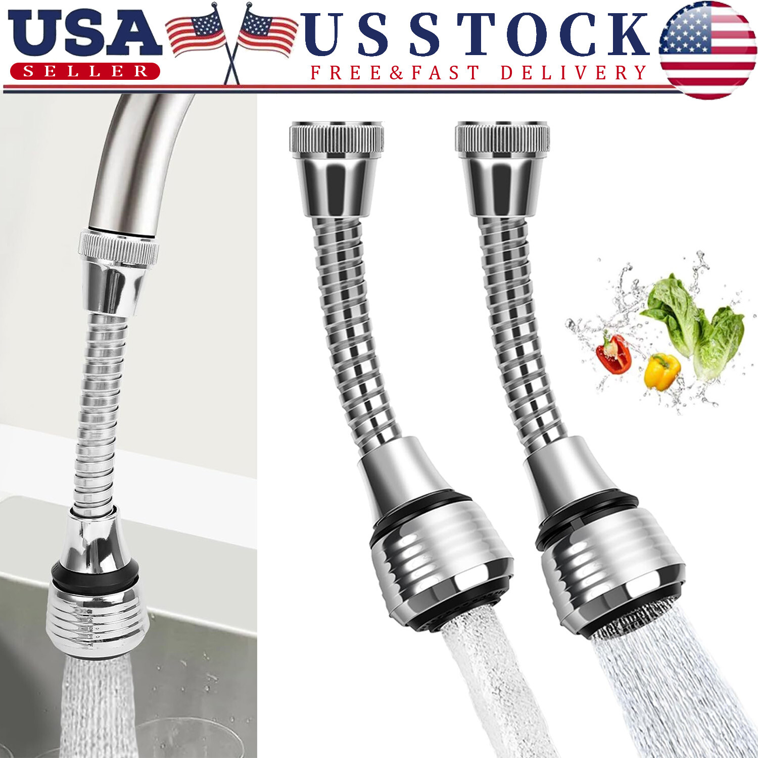 360 Degree Rotating Faucet Movable Kitchen Tap Head Water Saving Nozzle Sprayer gallery