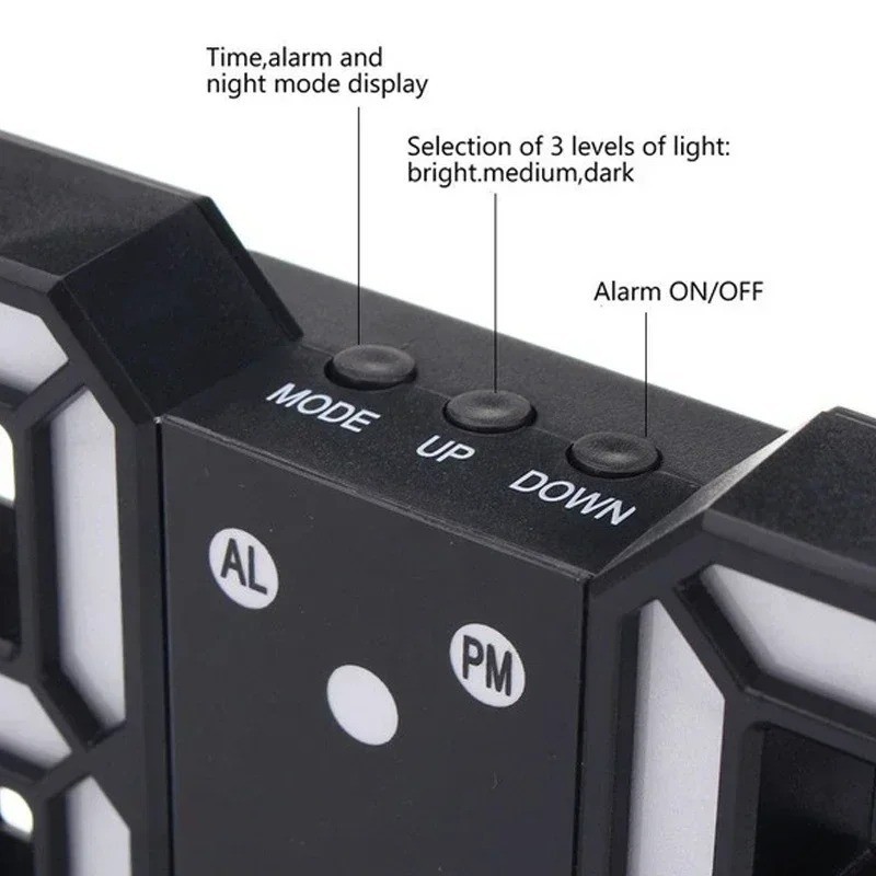 Digital 3D LED Big Wall Desk Alarm Clock Snooze 12/24 Hours Auto Brightness USB gallery