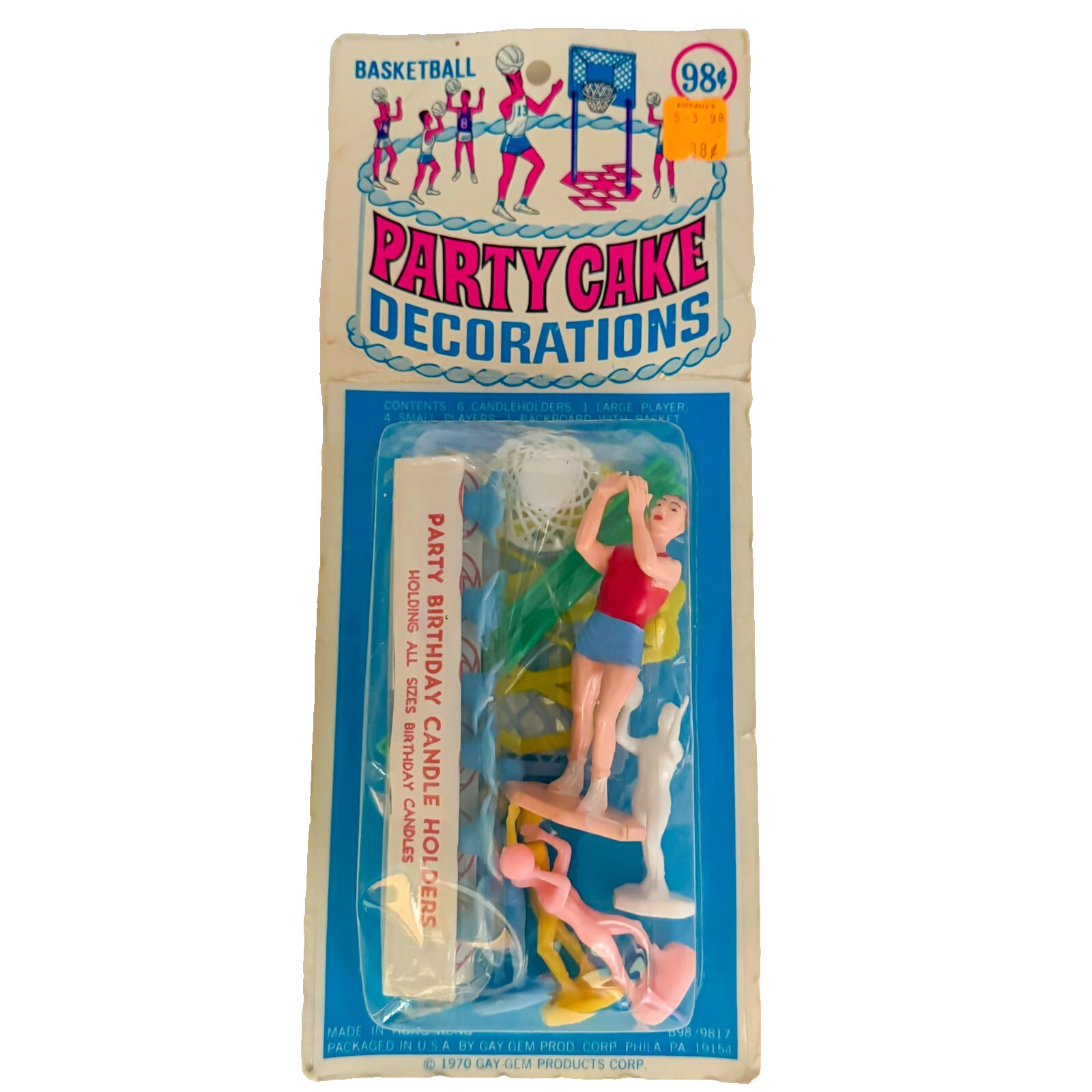 Gay-Gem Party Cake Decorations Basketball Theme No. B98/9817 NEW OS Vintage 1970 gallery