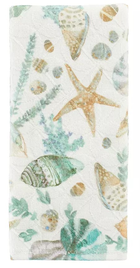 Sonoma Coastal Seashells Ocean Beach Theme Textured Bath Hand Towel 2-Pack gallery