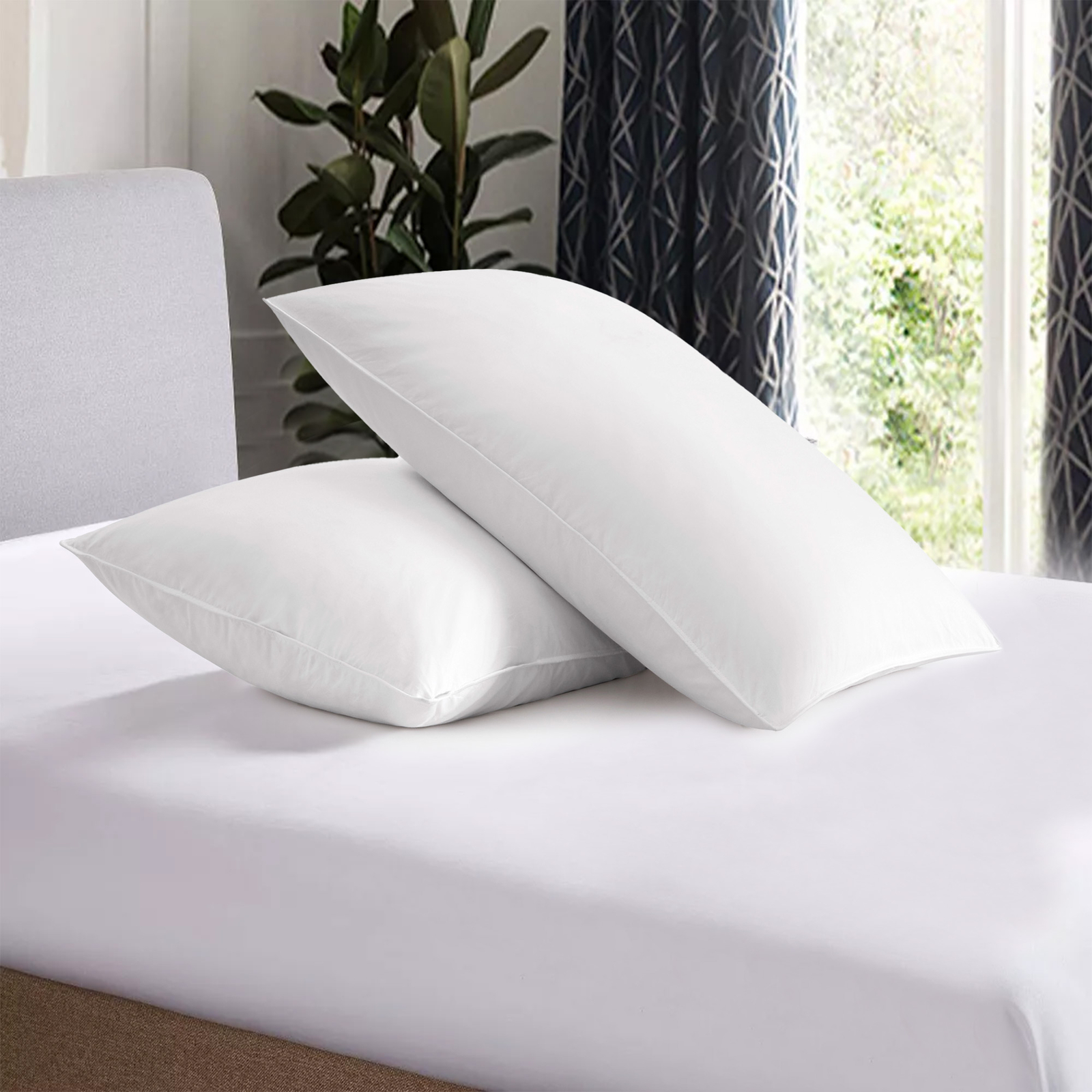 UNIKOME 2 Pack Medium Firm Classic White Goose Feather Bed Pillows gallery