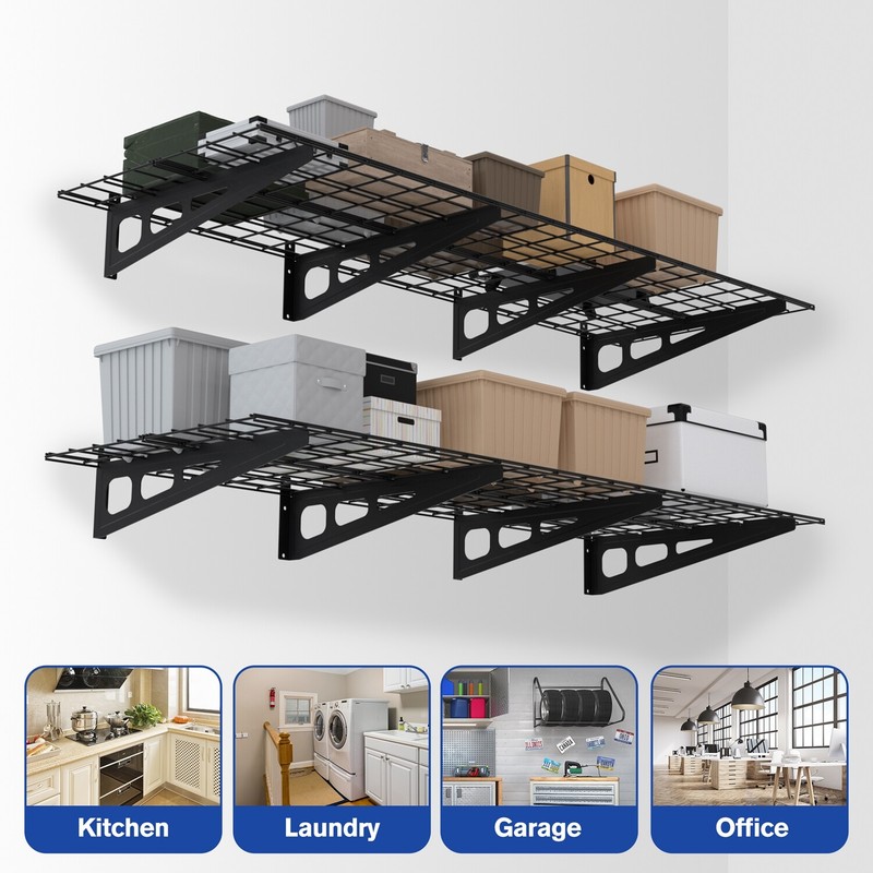WORKPRO 2PCS 2x6FT Garage Wall Shelving 72"*24" Heavy Duty Wall Mounted Shelving gallery
