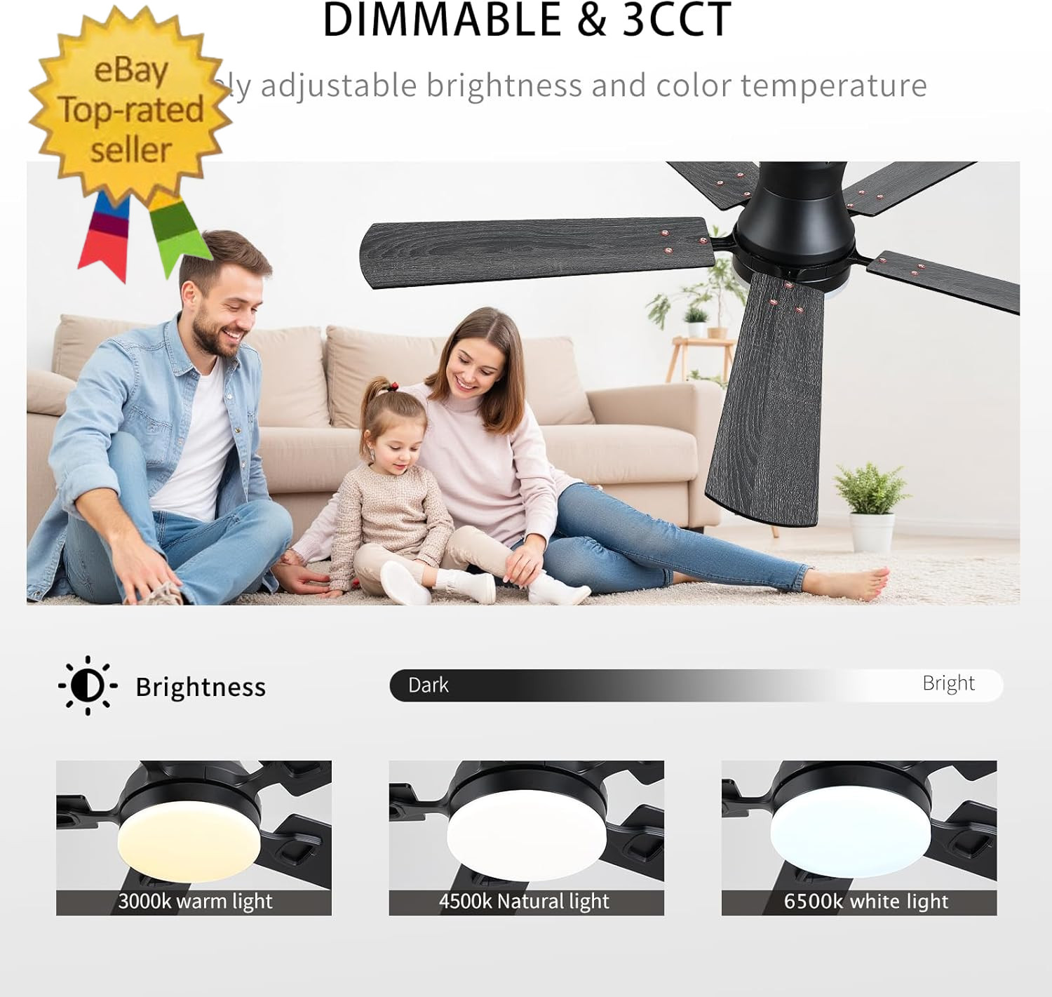 Ceiling Fans with Lights,52 Inch Low Profile Ceiling Fan with Light and Remote C gallery
