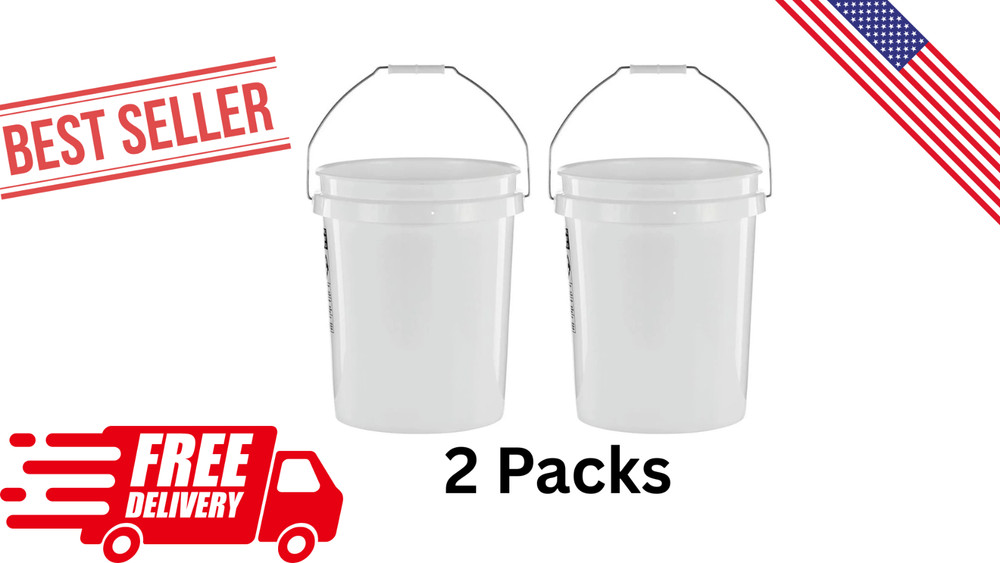 2 pack United Solutions 5 Gallon Round Utility Bucket, Comfort Handle, 1 Each