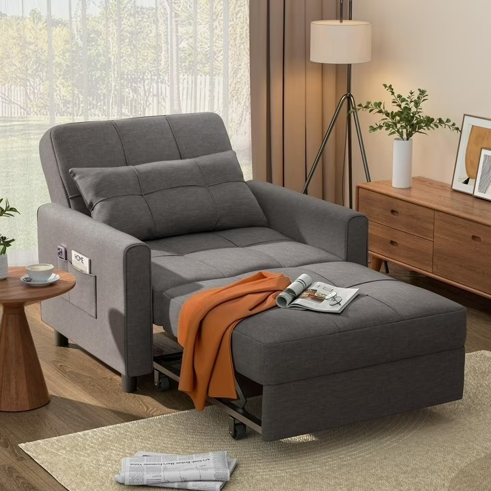 Sleeper Sofa Chair Bed, Convertible Pull Out Couch for Living Room, Dark Gray gallery