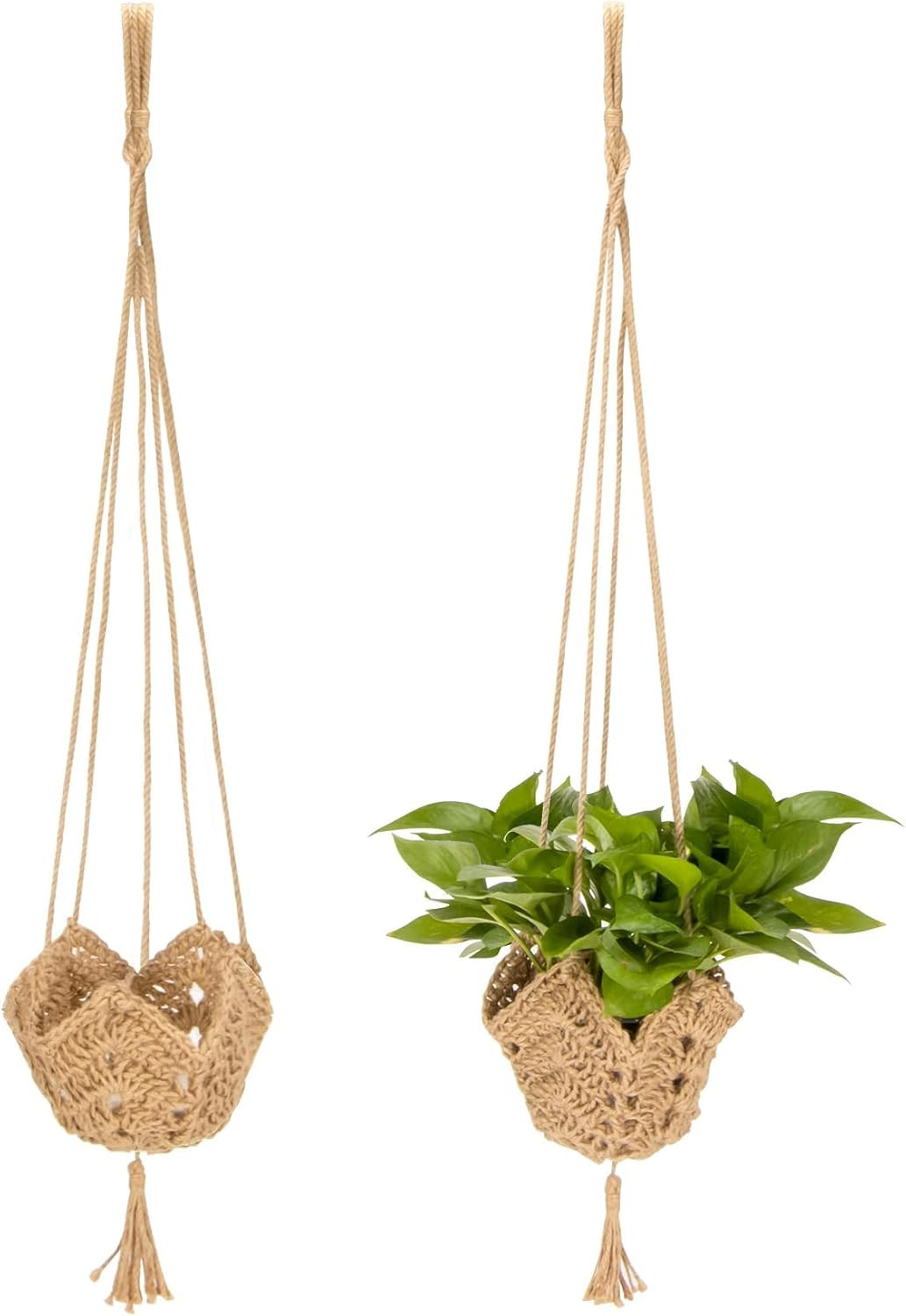 2PCS Macrame Plant Hangers Indoor Boho Hanging Planters with Hooks Jute Rope Dec gallery