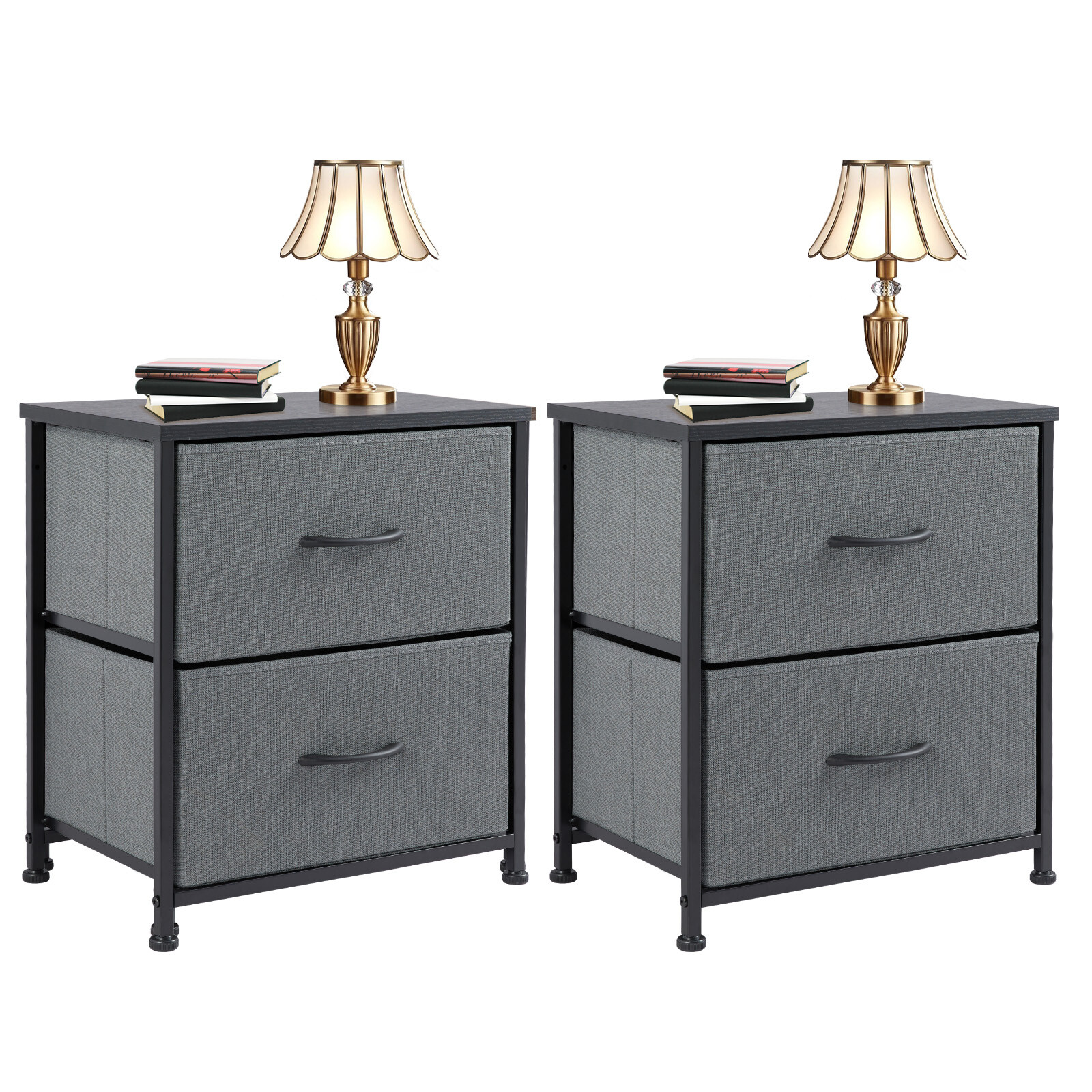 2Pcs Nightstand with 2 Fabric Drawers End Table Side Table Bedside Table Bedroom gallery