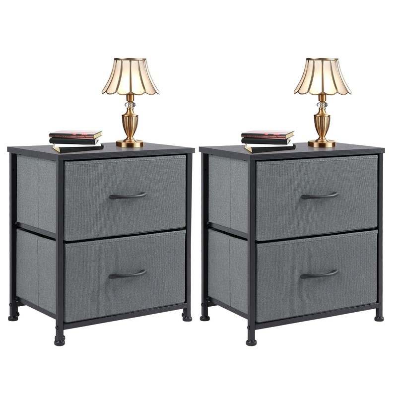 2Pcs Nightstand End Table Side Table with 2 Fabric Drawers Bedside Table Bedroom gallery