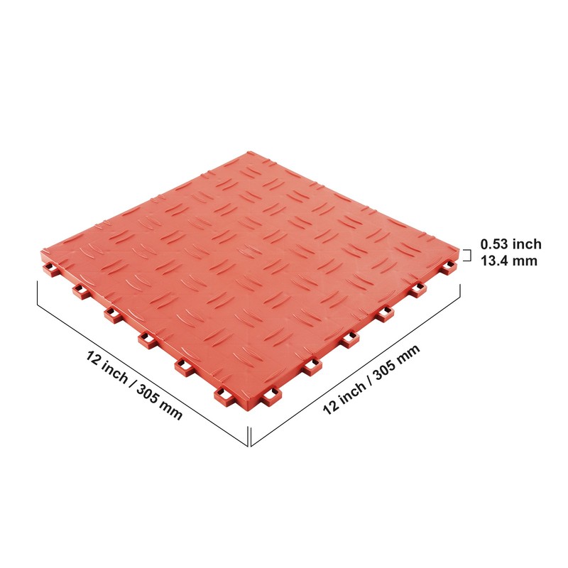 VEVOR Garage Floor Tiles Interlocking Flooring 12x12" 50 Pack Bulk 50 sq.ft Red gallery