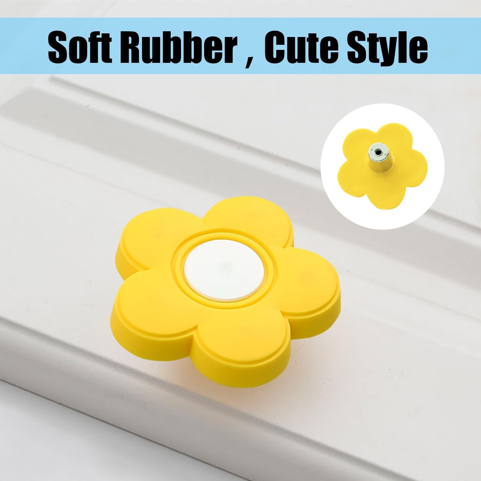 4pcs Yellow Flower Shape Knobs - Rubber Cartoon Shape Knobs for Kids' Room, C... gallery