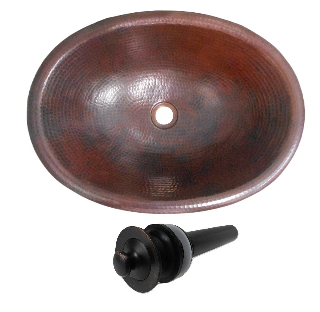 19" Oval Copper Self Rimming Drop in Bathroom Sink with LT DRAIN gallery