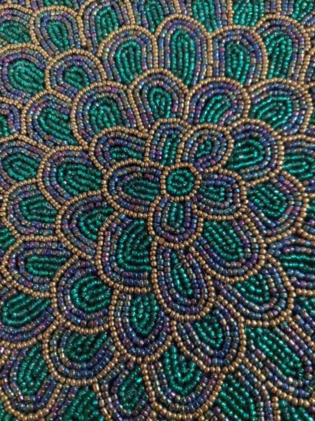 Beaded Round 15 Inch (purple,teal,gold)Scalloped Placemats (set of 6) gallery