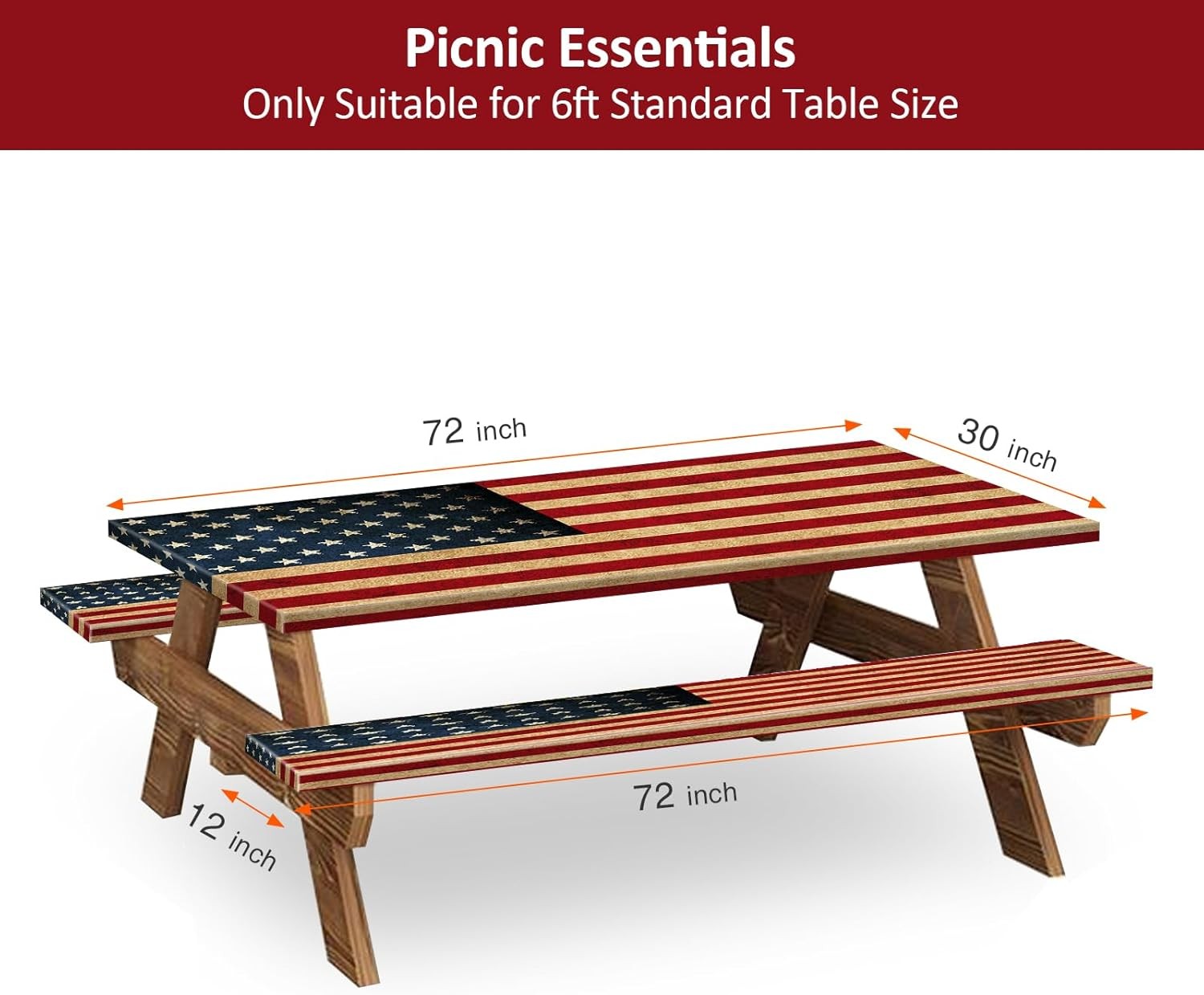 Picnic Table Cover with Bench Covers 6FT 3PCS Camping Essentials Waterproof 72" gallery