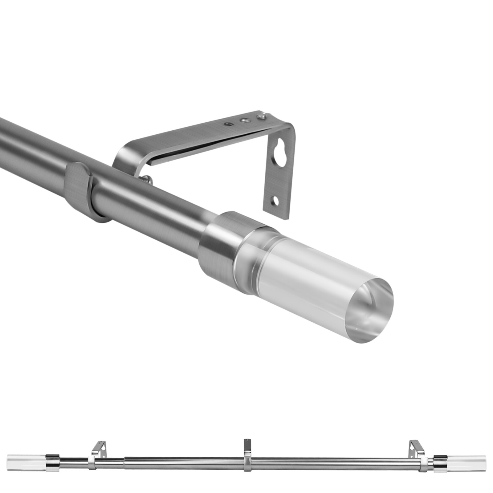 Curtain Rods for Brushed Nickel Curtain Rods with Cap Finials, 3/4", 28"-120" gallery