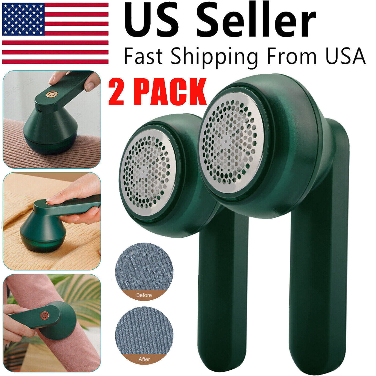 2× Electric Lint Remover Clothes Cleaner Fabric Shaver USB Rechargeable Defuzzer gallery