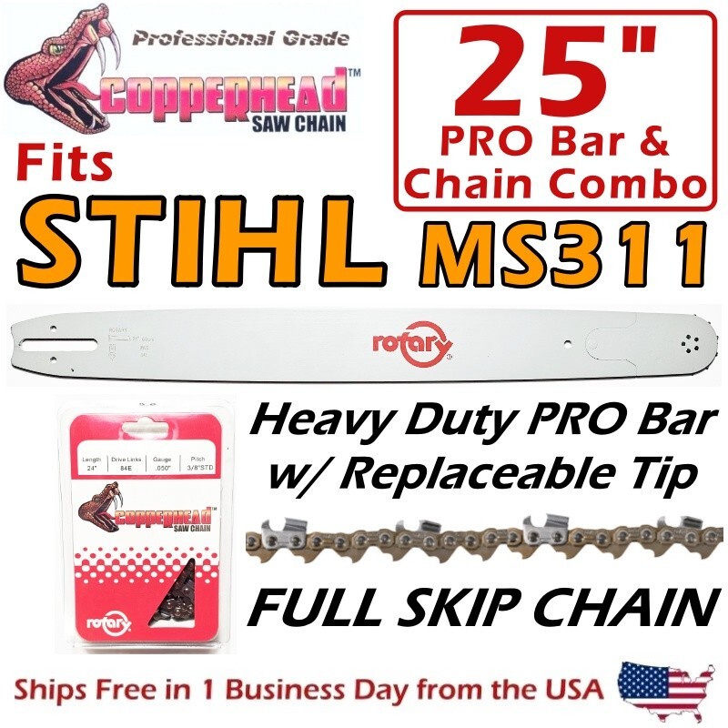 COPPERHEAD 25" PRO Bar & SKIP Chain -Fits STIHL MS311 - 3003 000 8830 / 33RSF-84 gallery