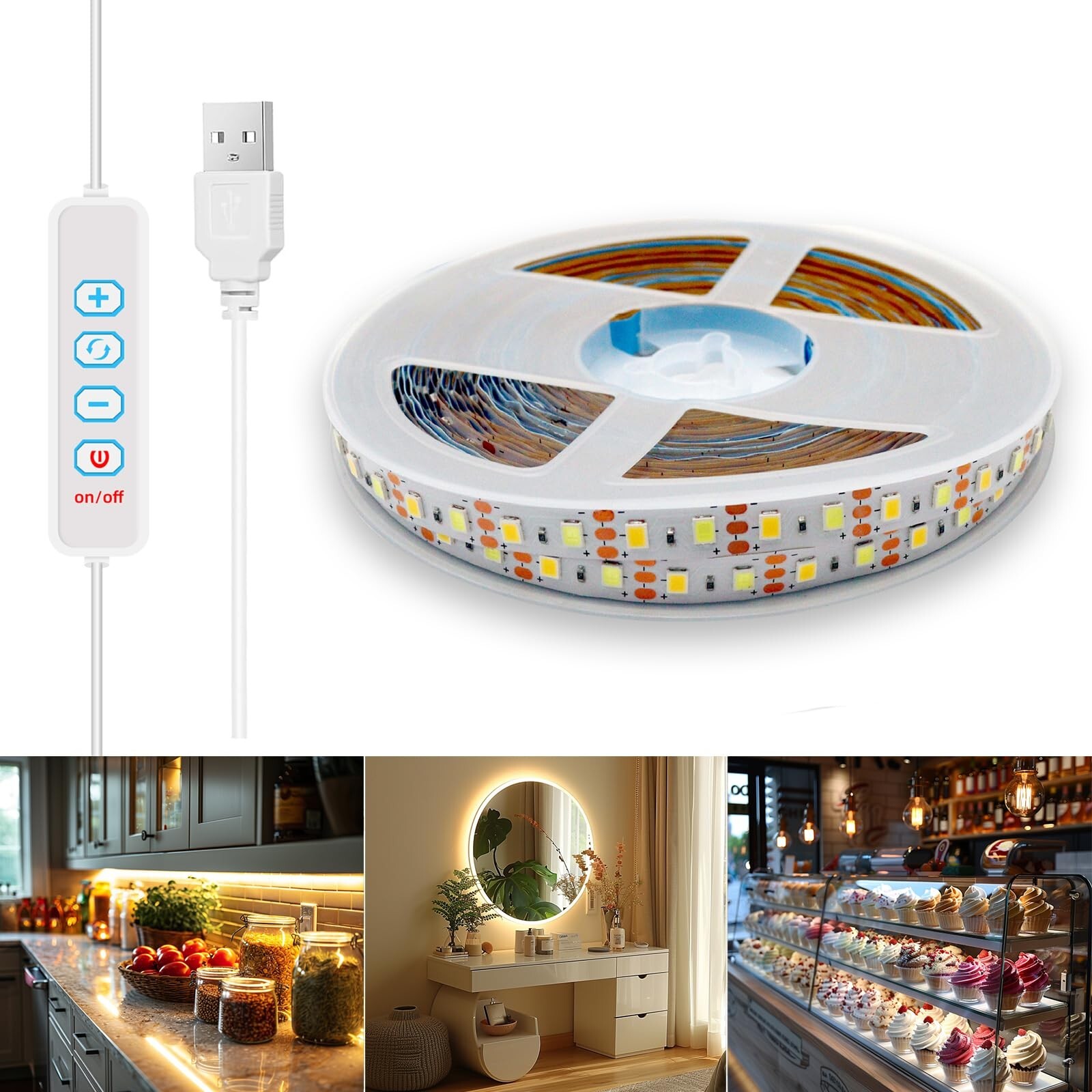 USB led Strip Light 5V,6.56ft CCT Tunable Strip Lights with Self Adhesive,Dim... gallery