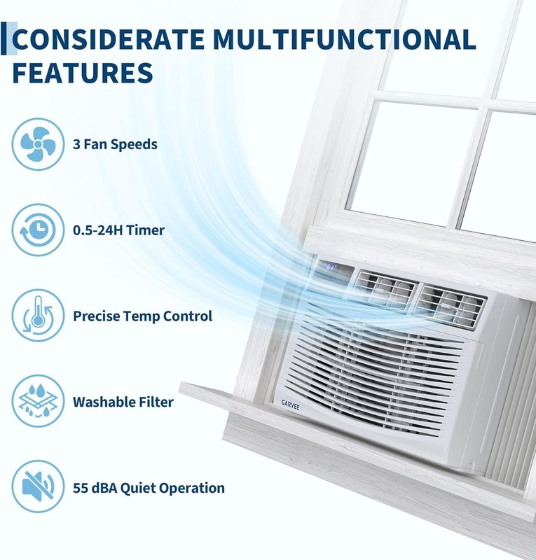 8000 BTU Window Air Conditioner, Cools Up to 350 Sq.ft NO WIFI Window AC 24H Tim gallery