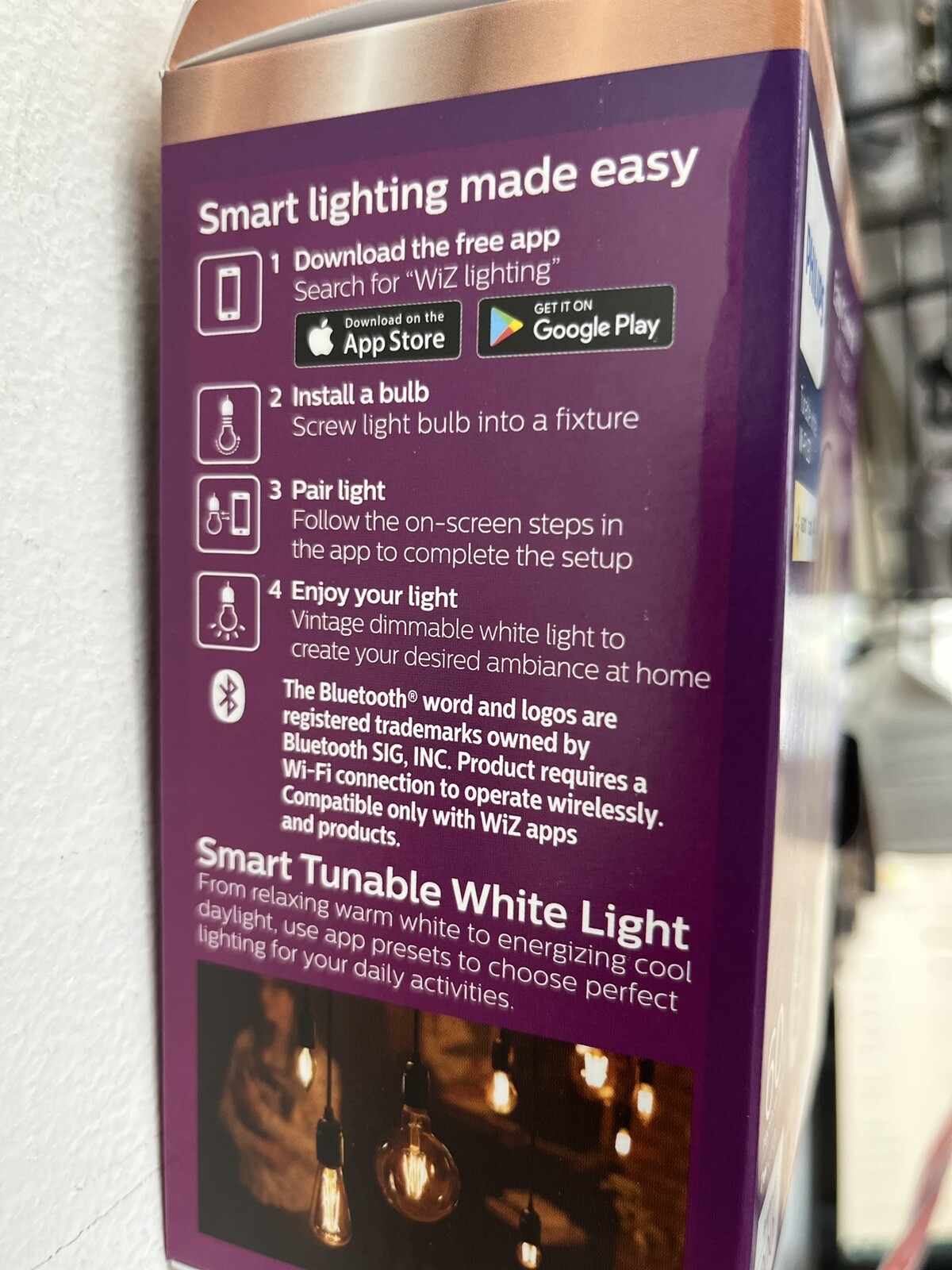 Philips Tunable White A19 60W Equivalent Dimmable Smart Wi-Fi WiZ Connected Vint gallery