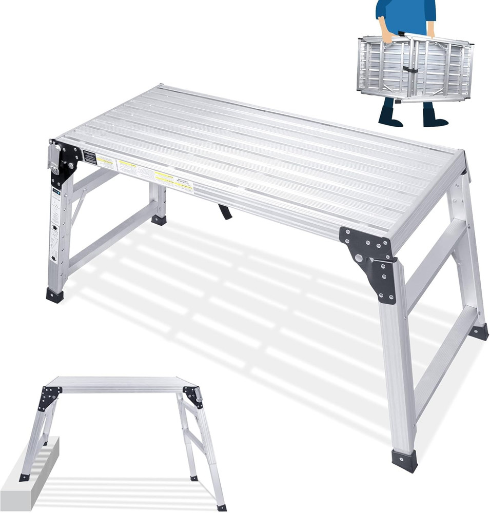 ORIENTOOLS Adjustable Work Platform, (39.4" X 18.5") Portable Folding Aluminum S
