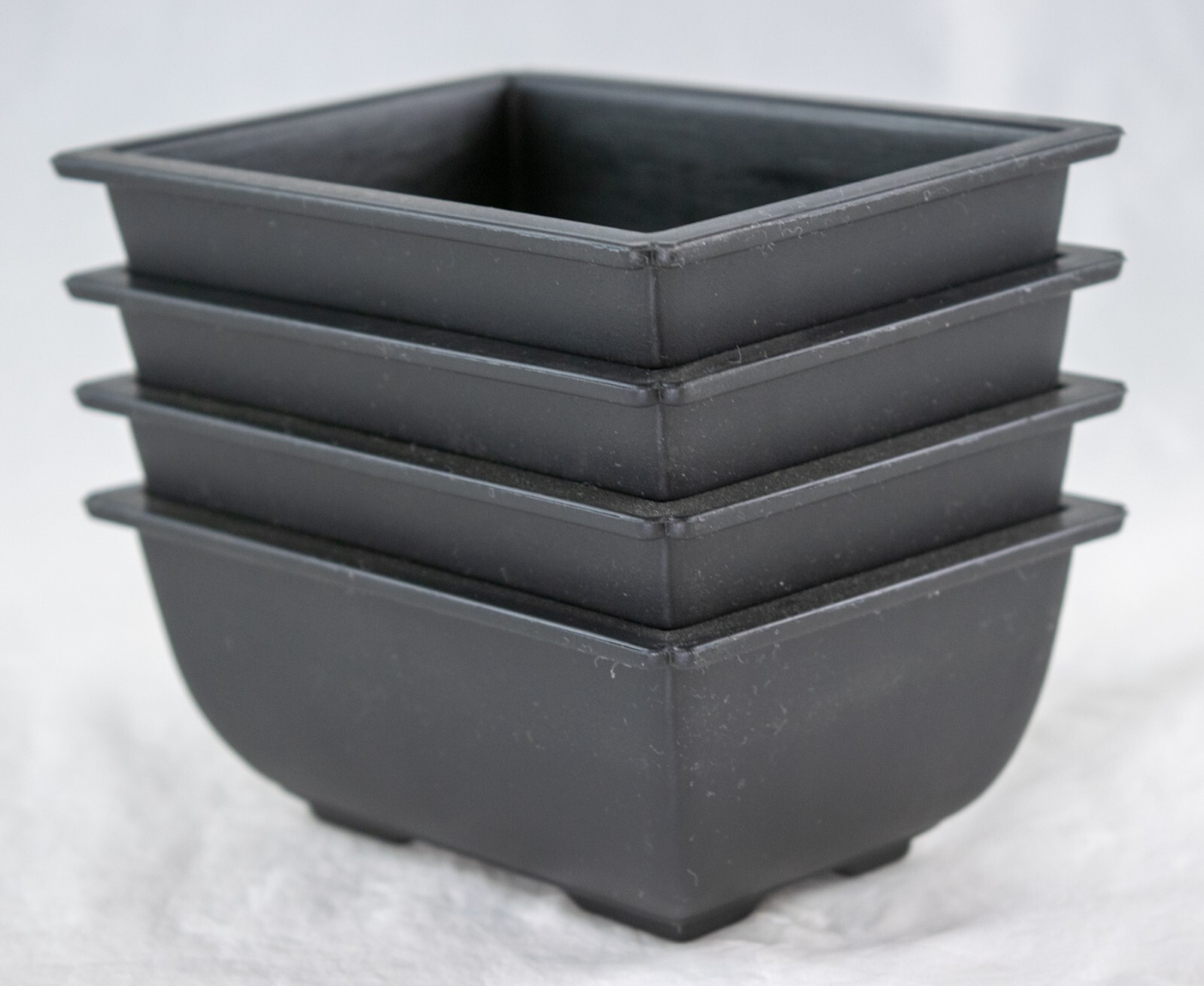 4 Rectangular Black Plastic Cactus Succulent, Bonsai Training Pot 5"x 3.5"x 2" gallery