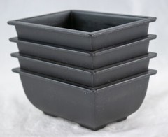 4 Rectangular Black Plastic Cactus Succulent, Bonsai Training Pot 5″x 3.5″x 2″