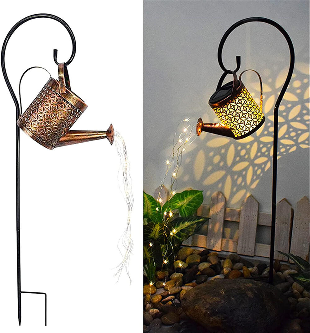 Solar Watering Can Light Garden Outdoor Waterproof Kettle Yard Art Lamp Decor US gallery