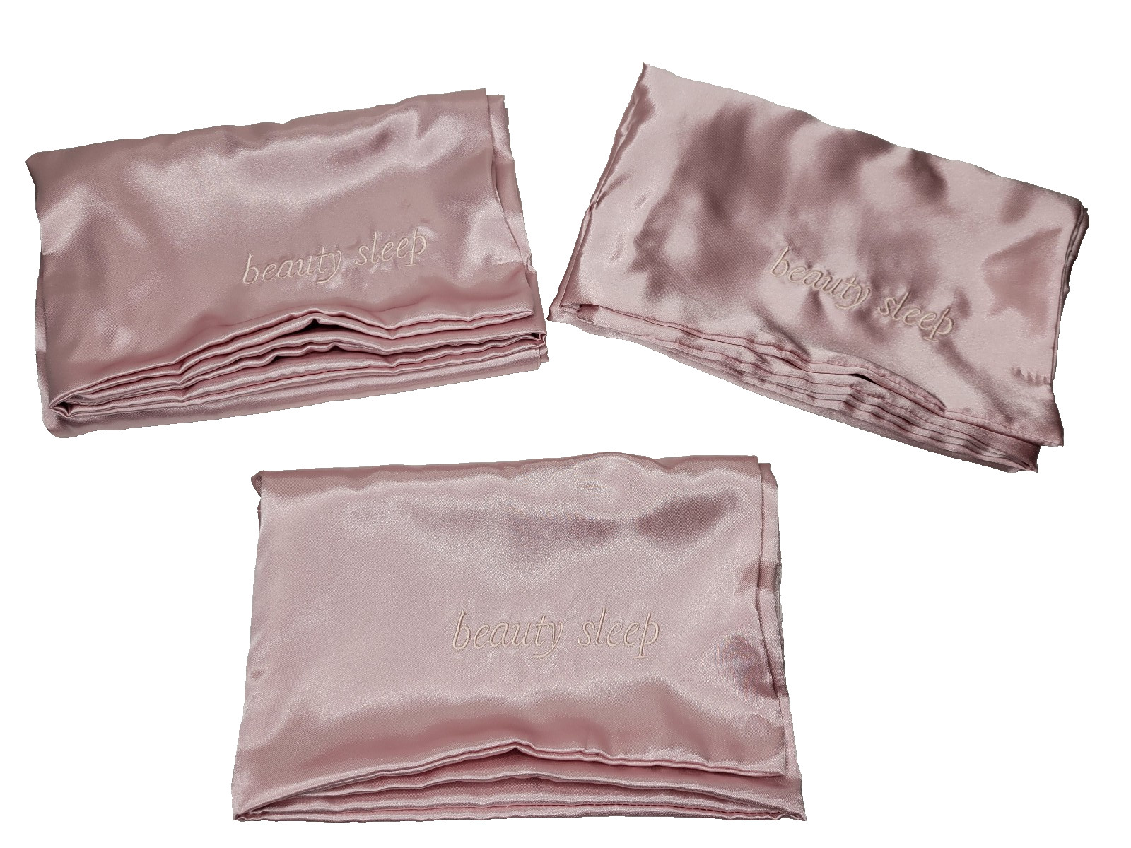 3 Pack Silk Like Pillow Covers "Beauty Sleep" 30" x 18" Pink Silky Satin gallery