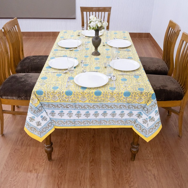 Hand Block Printed Tablecloth Cotton Table Cover Gift for Her Dining Tablecloth gallery