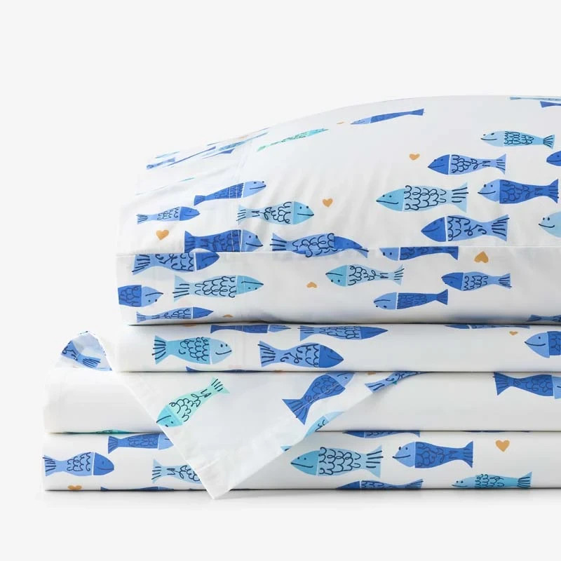 The Company store Summer Prints Classic Cool Cotton Percale Bed Sheet Set gallery