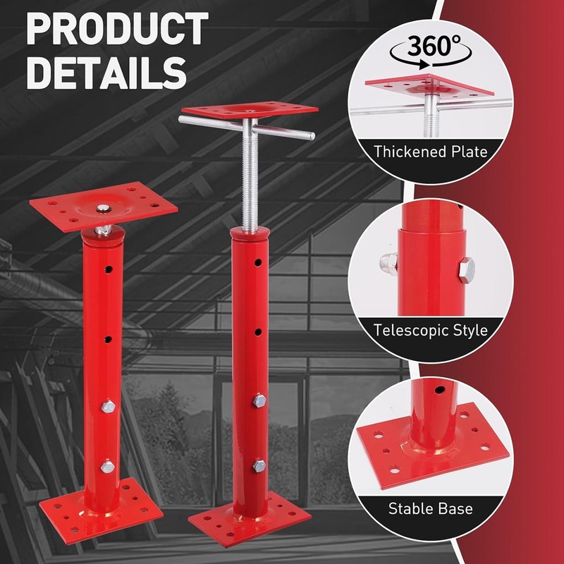 4pcs 19"-36" Height Range Adjustable Floor Jack Post House Floor Leveling Lift gallery