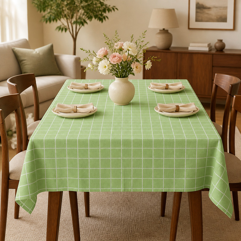 54*70 in Rectangle Vinyl Tablecloth, 100% Waterproof Gingham Plastic Table Cloth gallery