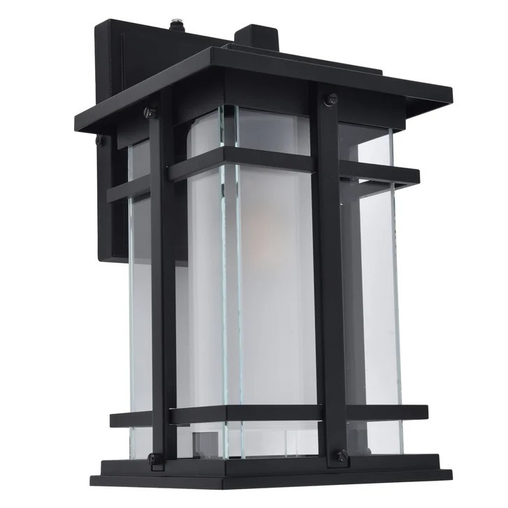 Lutec Craftsman Style LED Wall Lantern, Matt Black Aluminum with Glass Panels gallery