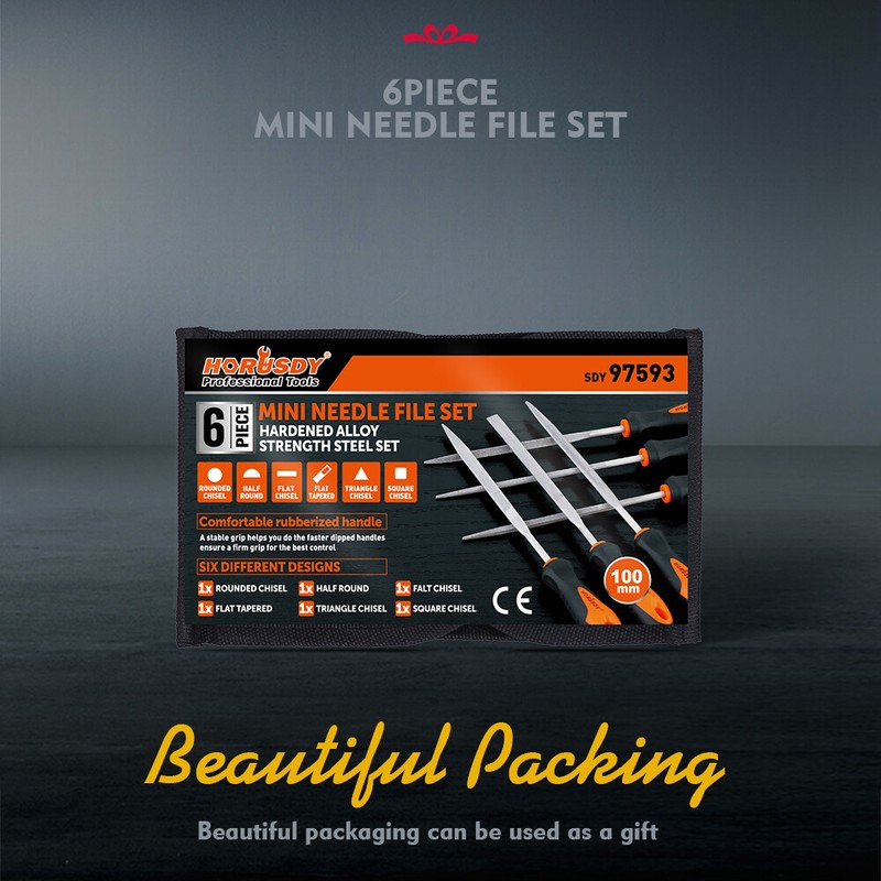 6pc Needle Files Set Flat Square Triangular Round Forged Heat-treat Steel gallery