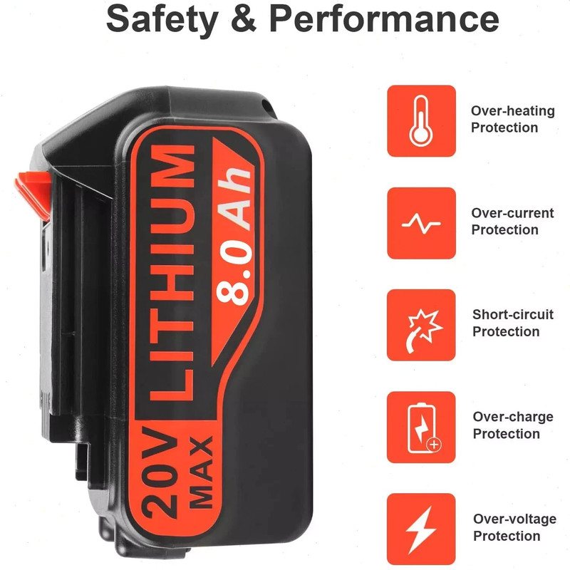 2Pack 20V Lithium-ion Battery for BLACK DECKER 20 Volt LBXR20 LBX20 LB20 8.0Ah gallery