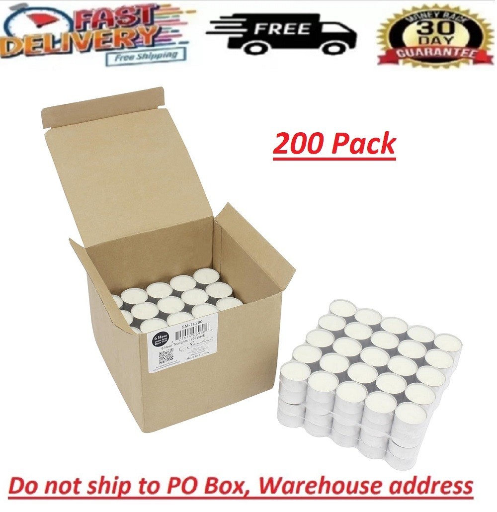 200 Pack Unscented 6-7 Hour Extended Burn Time Tea Light Candles, White gallery