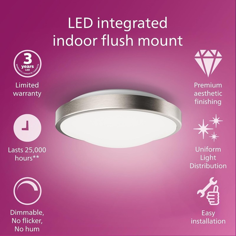Philips LED 11" Flush Mount Ceiling Light 16W, 2700-5000K Dimmable - Silver™ gallery