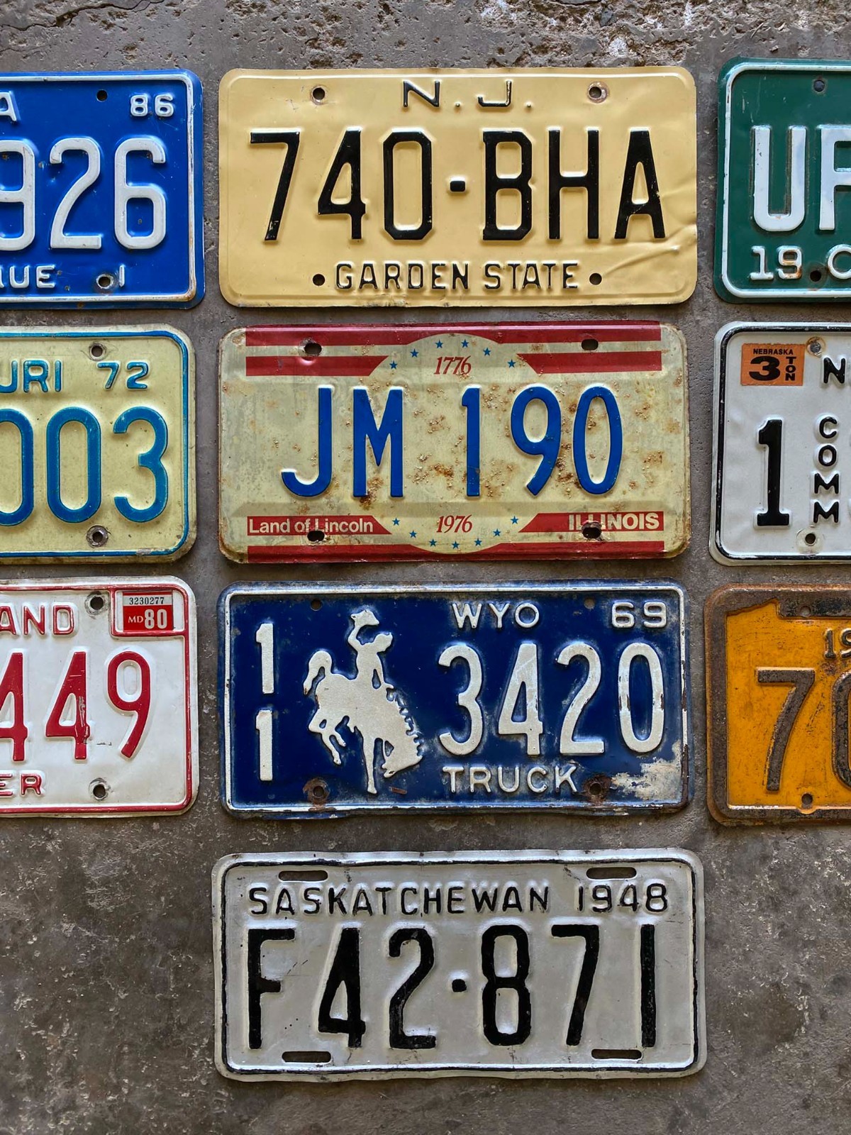 Vintage Craft Mixed State Canada Decorator Flea Market License Plate Lot of 10 gallery