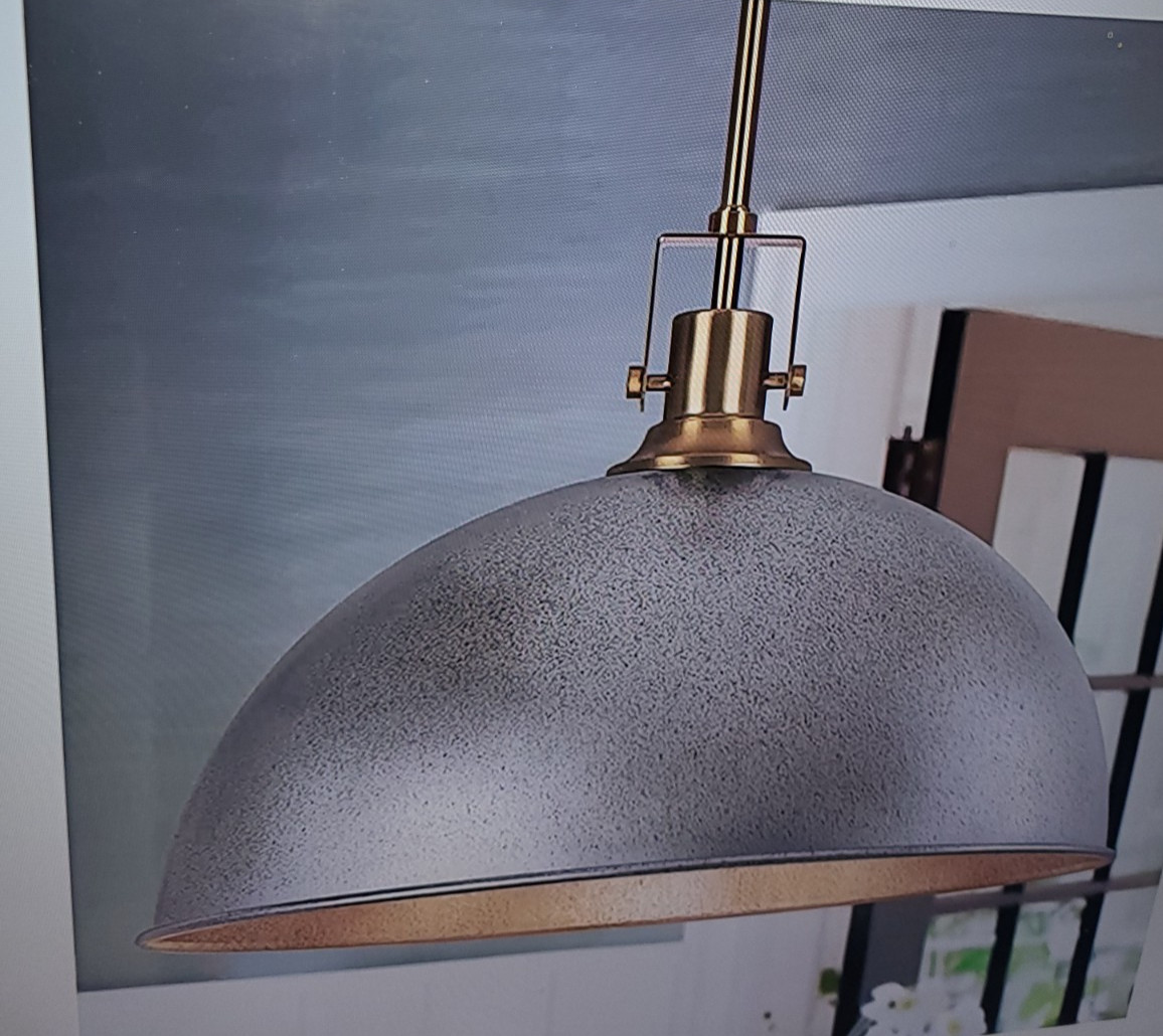Large Pendant Dome Light Antique Silver Kitchen Island, Farmhouse 18" LamQee gallery
