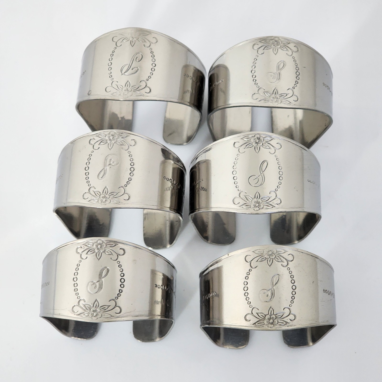 Custoncraft Stainless Monogrammed Napkin Rings Set Of 6 Initial S Table Decor gallery