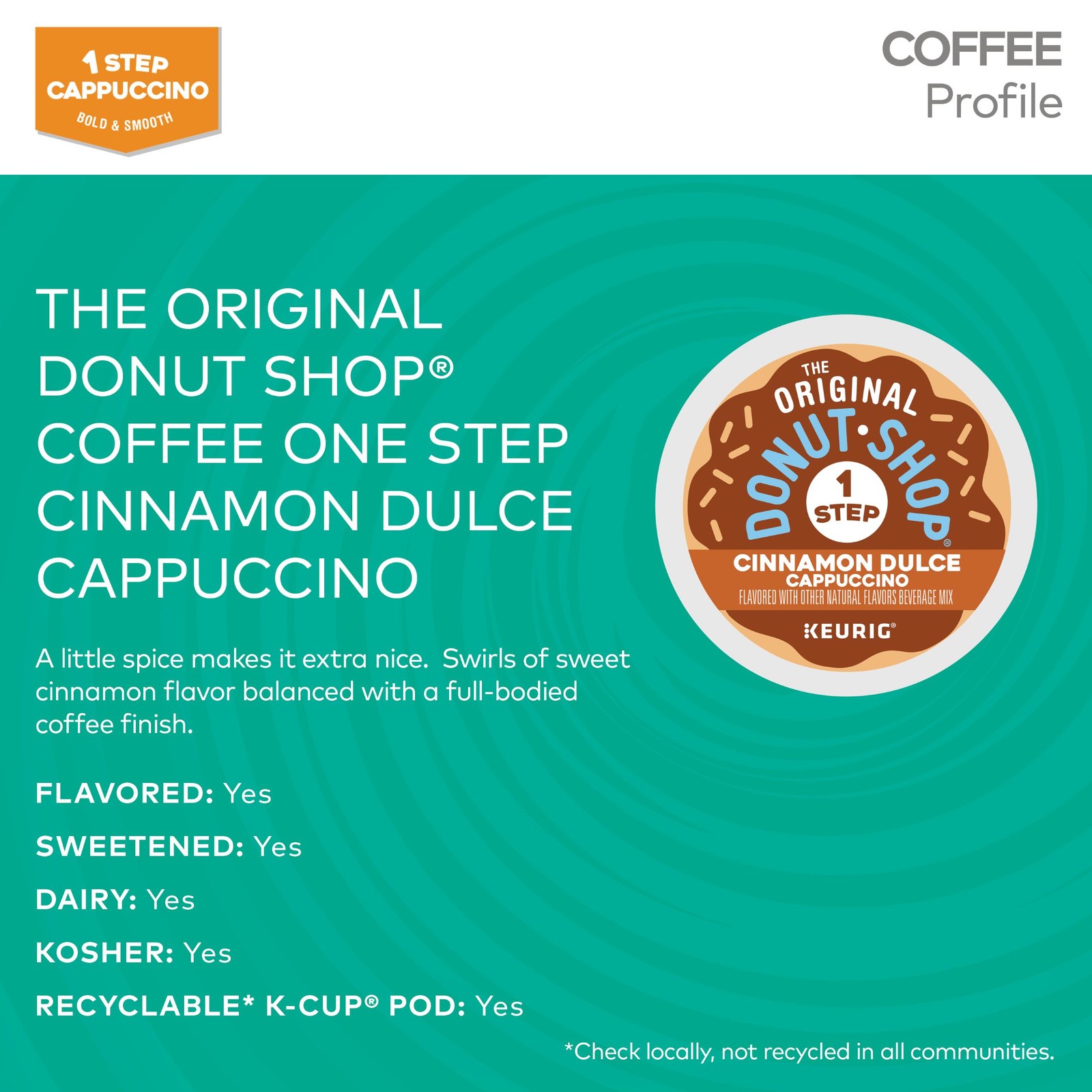The Original Donut Shop One-Step Cinnamon Dulce Cappuccino, K-Cups, 20 Count gallery